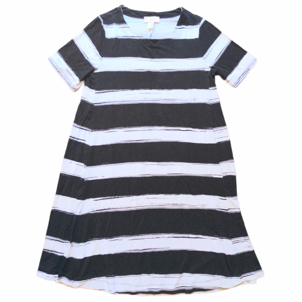 Loft Outlet Black & White Striped Dress Size Small